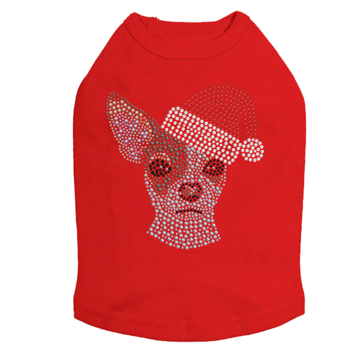 Chihuahua Face with Santa Hat - Dog Tank - Image 5
