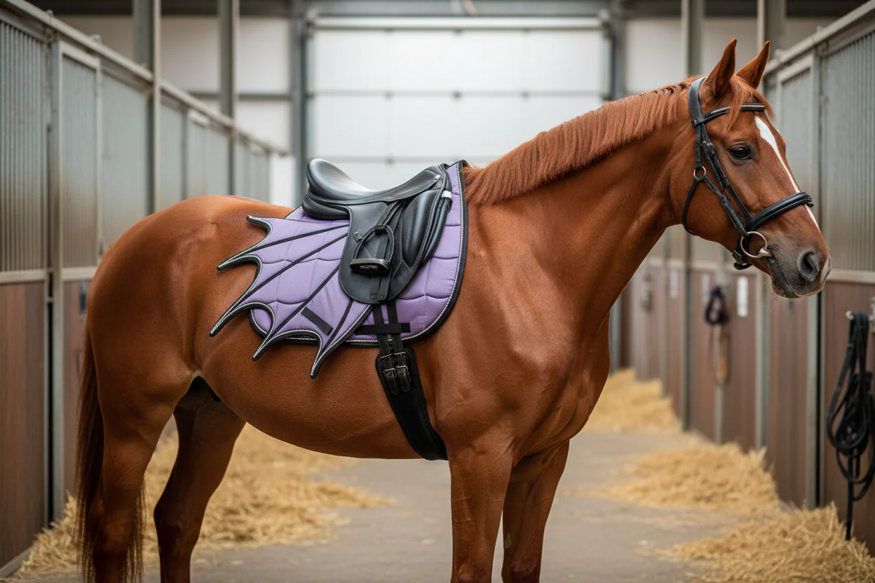 Dragon Wing Saddle Pad Set, Ear Bonnet and Horse Boot. - Image 6