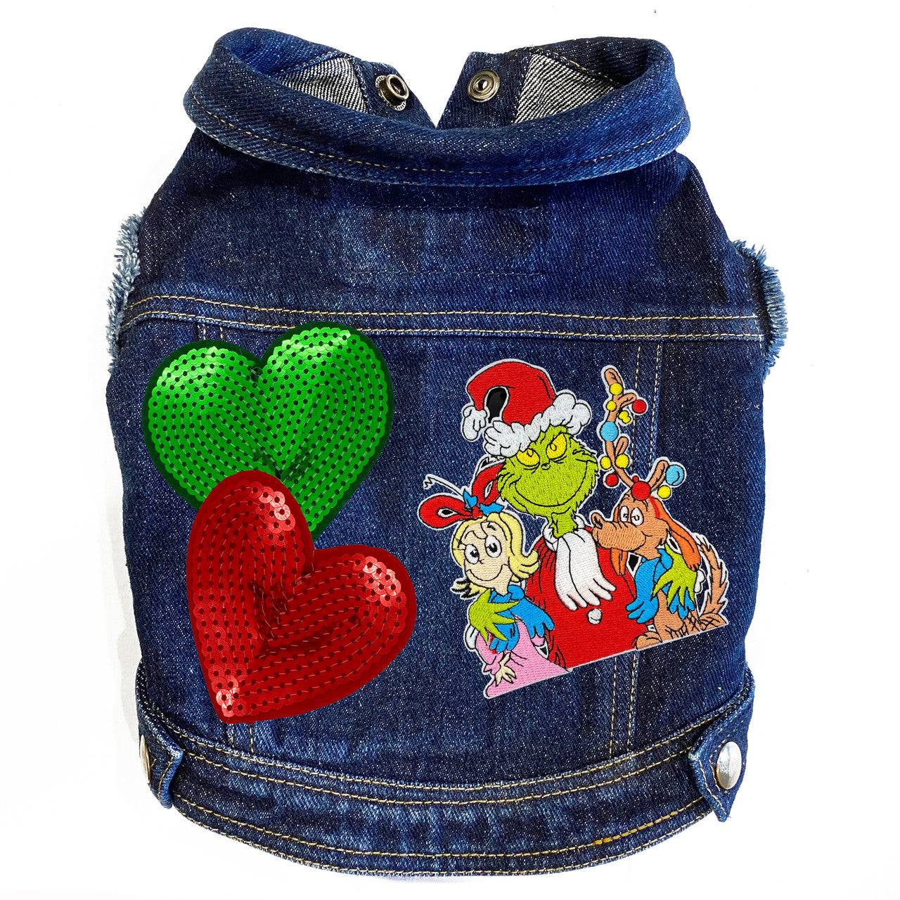 Grinch, Cindy Lou & Max Denim Dog Jacket - Image 3