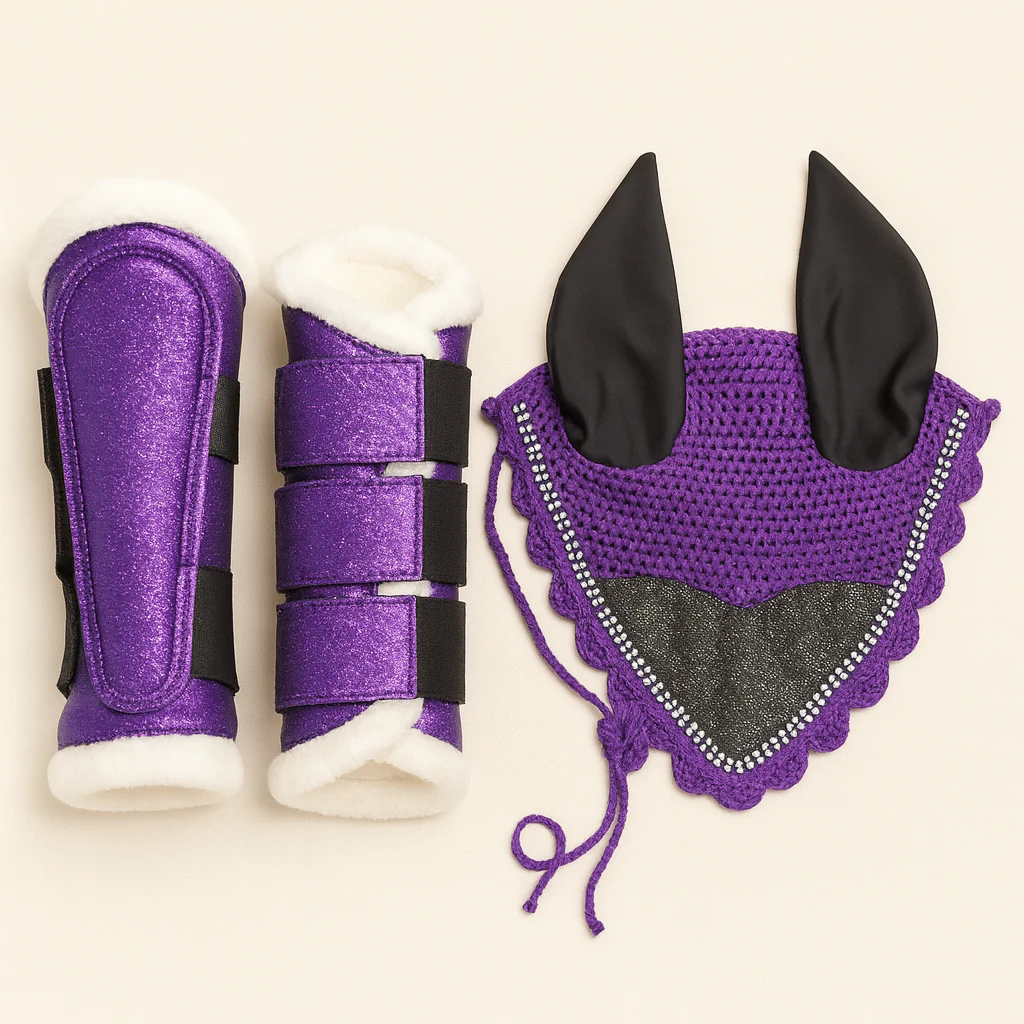 Horse Saddle Pad, Ear Bonnet & Horse Boot Set - Image 4