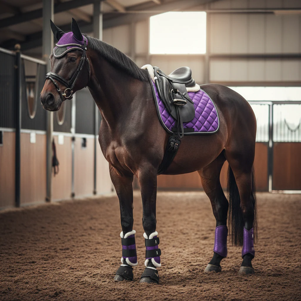 Horse Saddle Pad, Ear Bonnet & Horse Boot Set - Image 5