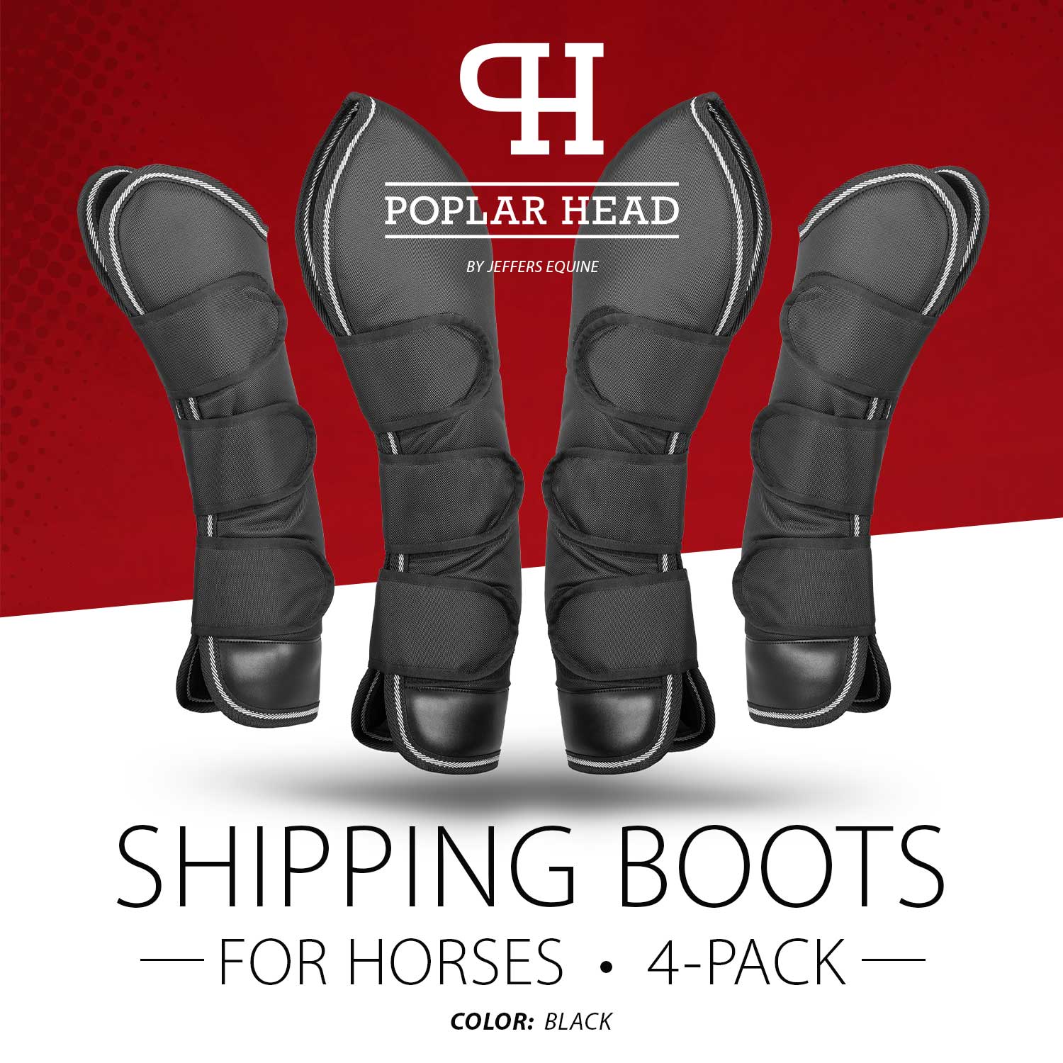 Jeffers Poplar Head Horse Shipping Boots, 4-Pack with Carry Bag - Image 3