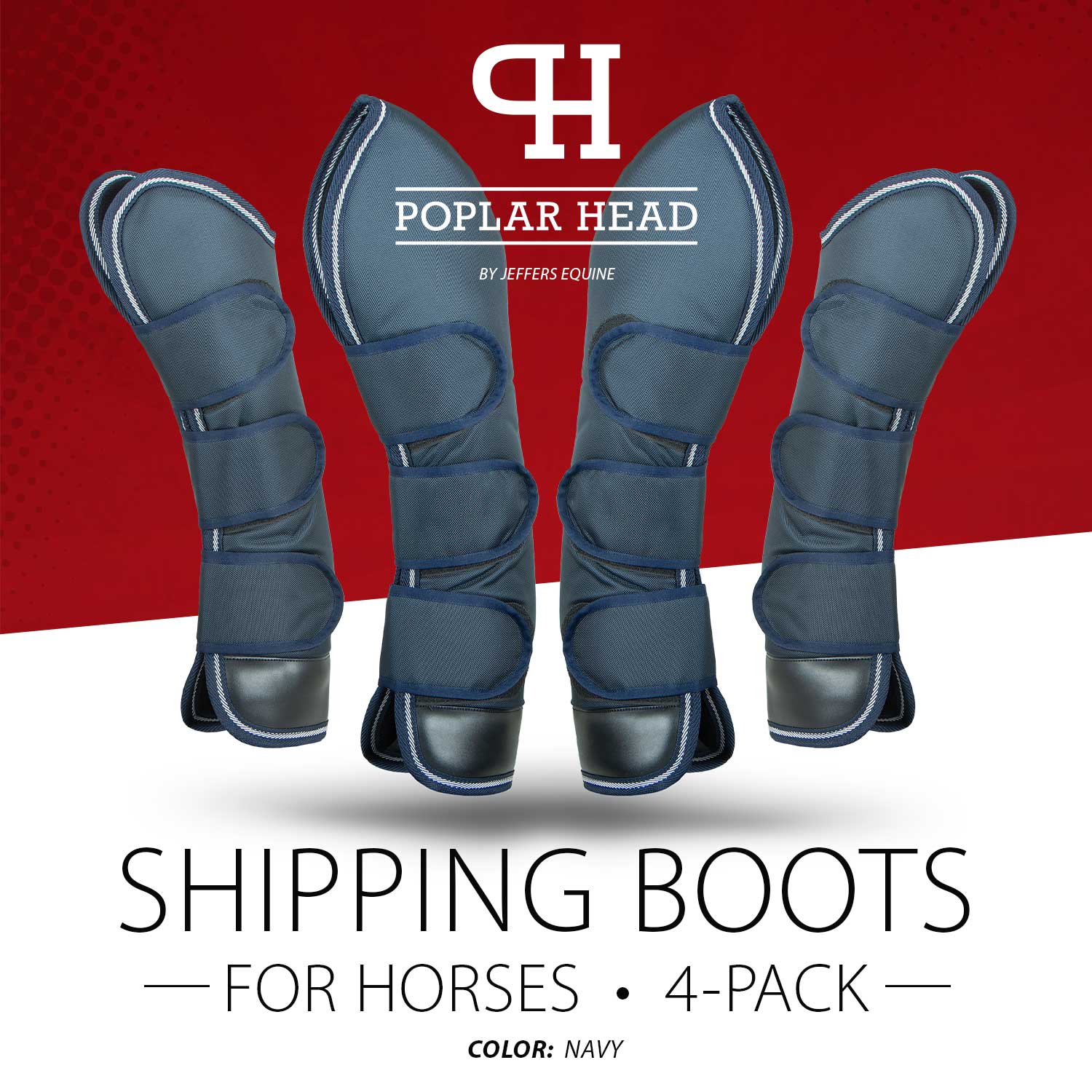 Jeffers Poplar Head Horse Shipping Boots, 4-Pack with Carry Bag - Image 7
