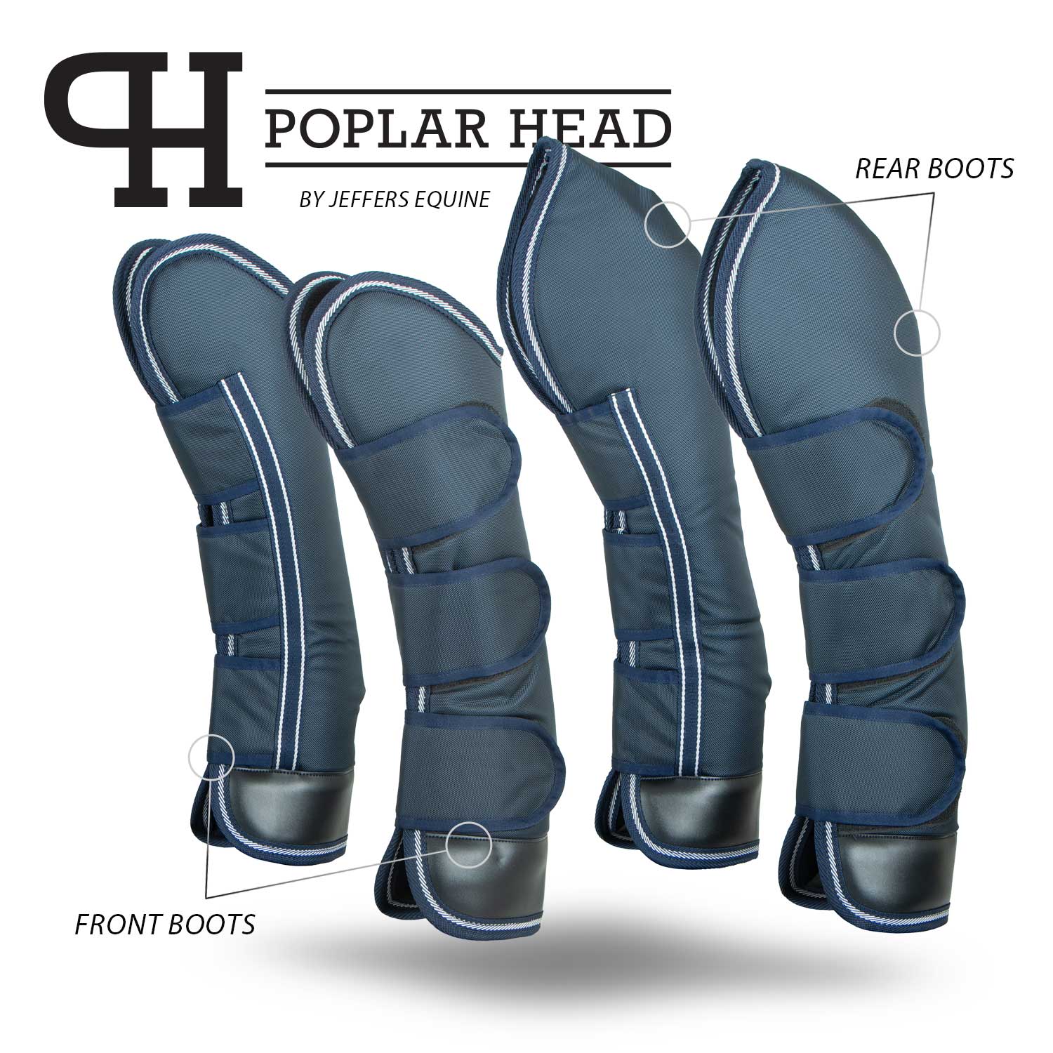 Jeffers Poplar Head Horse Shipping Boots, 4-Pack with Carry Bag - Image 8