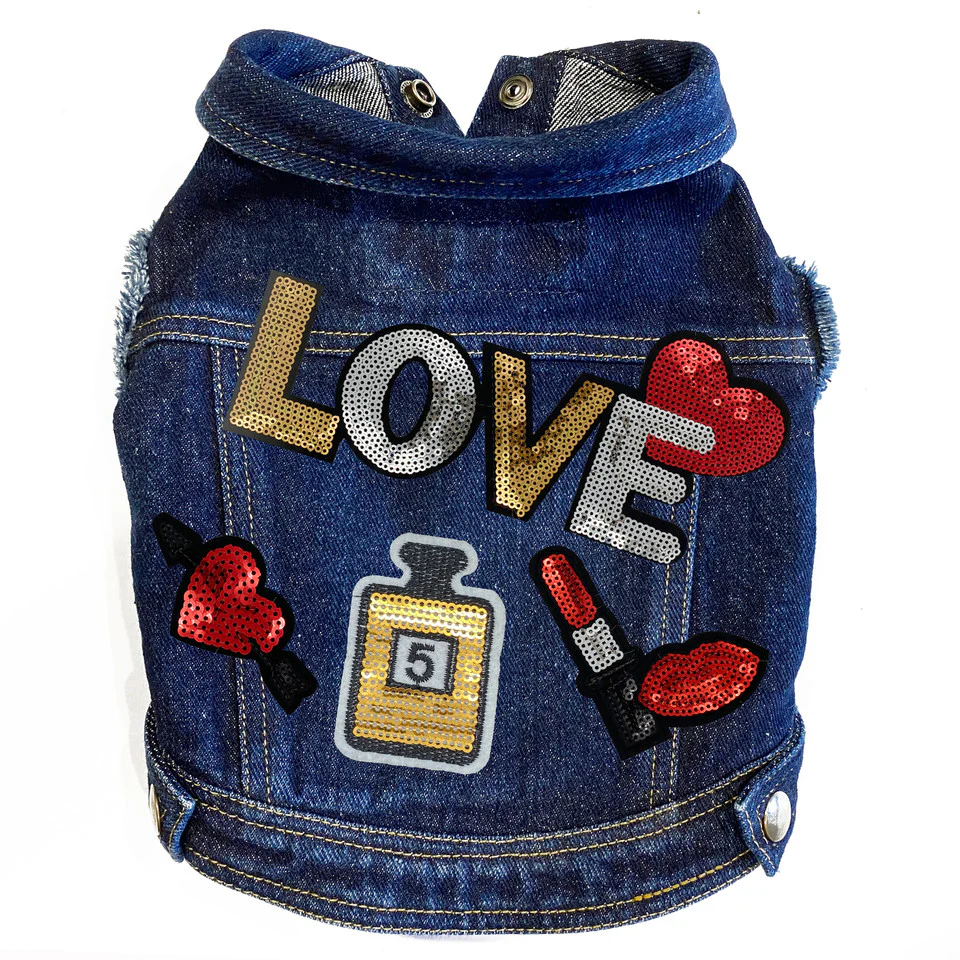 Love Potion #5 Denim Dog Jacket - Image 3