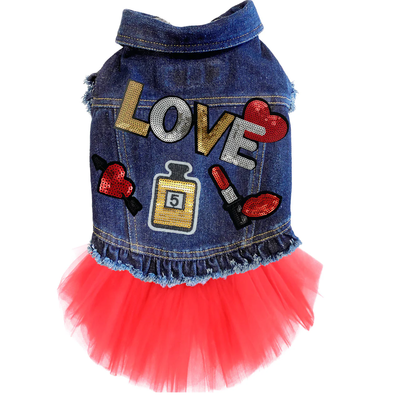 Love Potion #5 Denim Dog Jacket - Image 4
