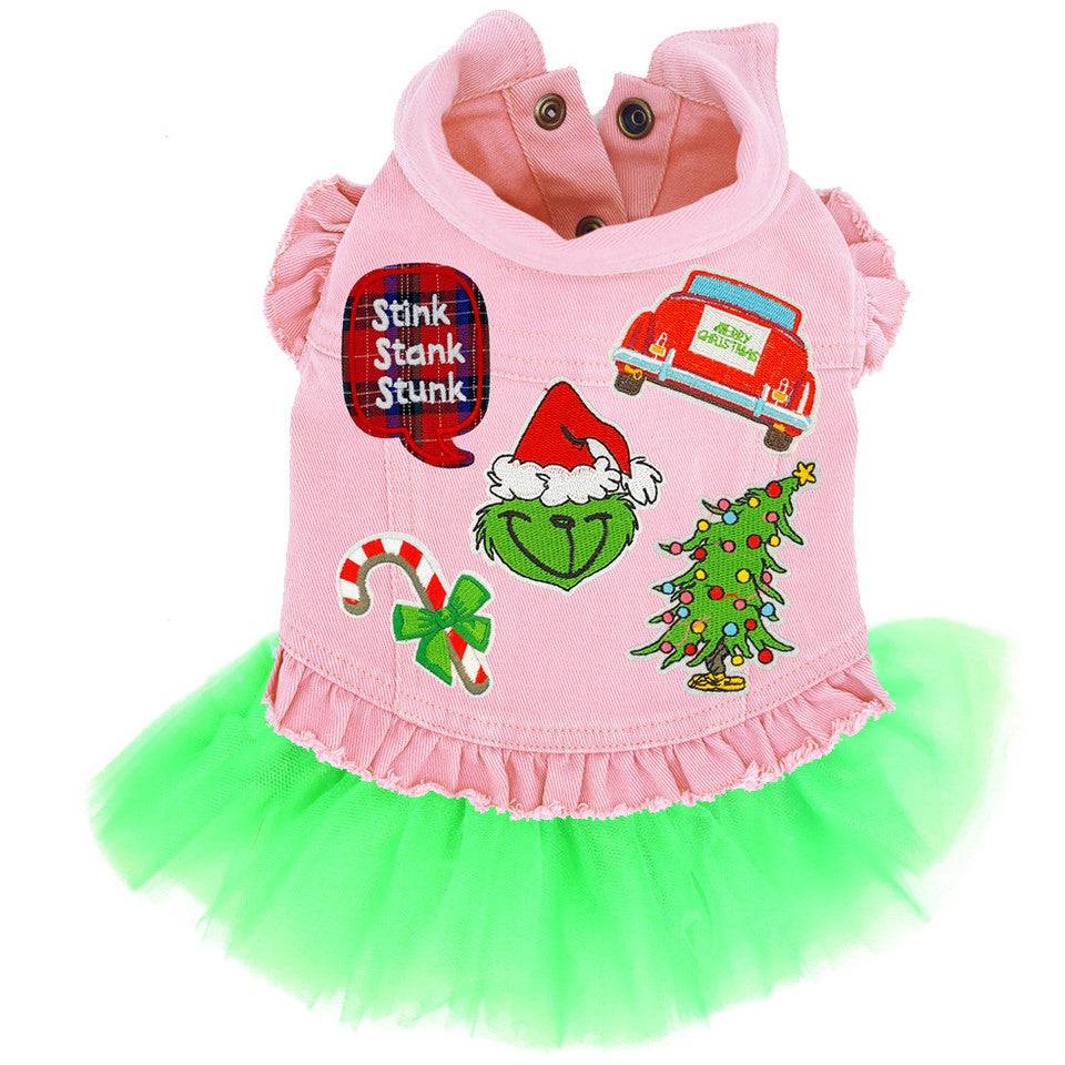 Merry Grinchmas Denim Dog Jacket - Image 5