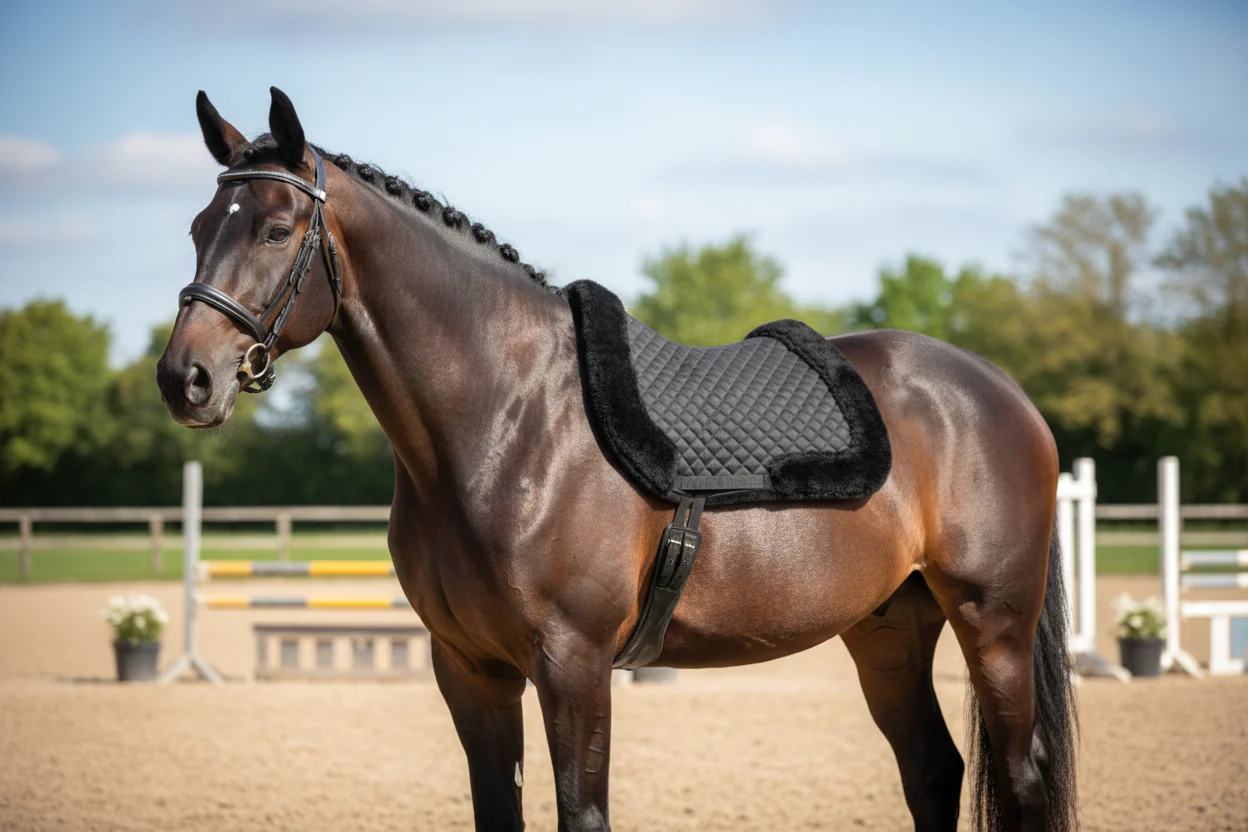 Premium Quality Cotton Black Half Pad Saddle Pad, - Image 5