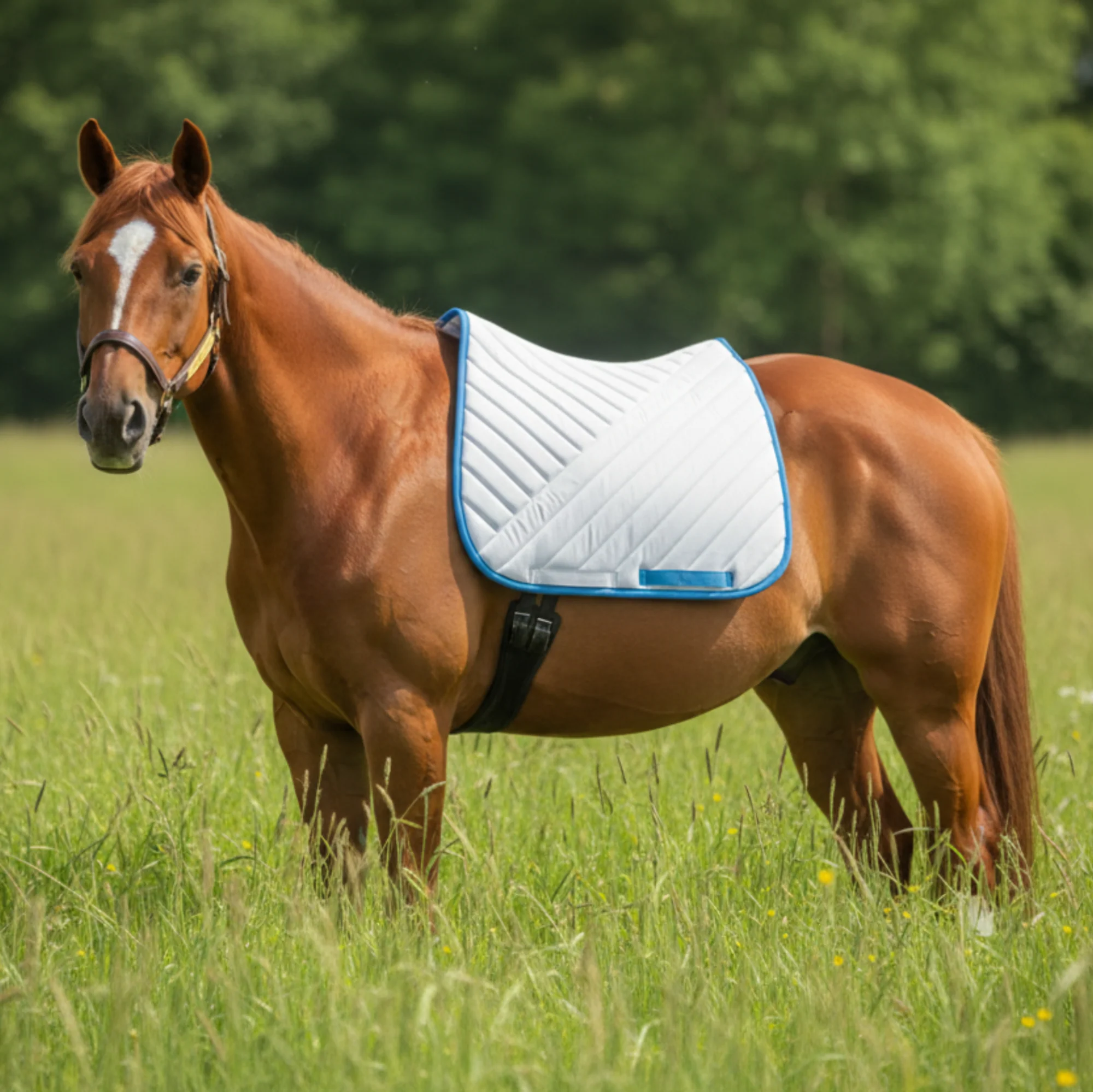 Premium Quality Cotton White Jumping Saddle Pad, Ear Bonnet & Horse Boot Set - Image 4