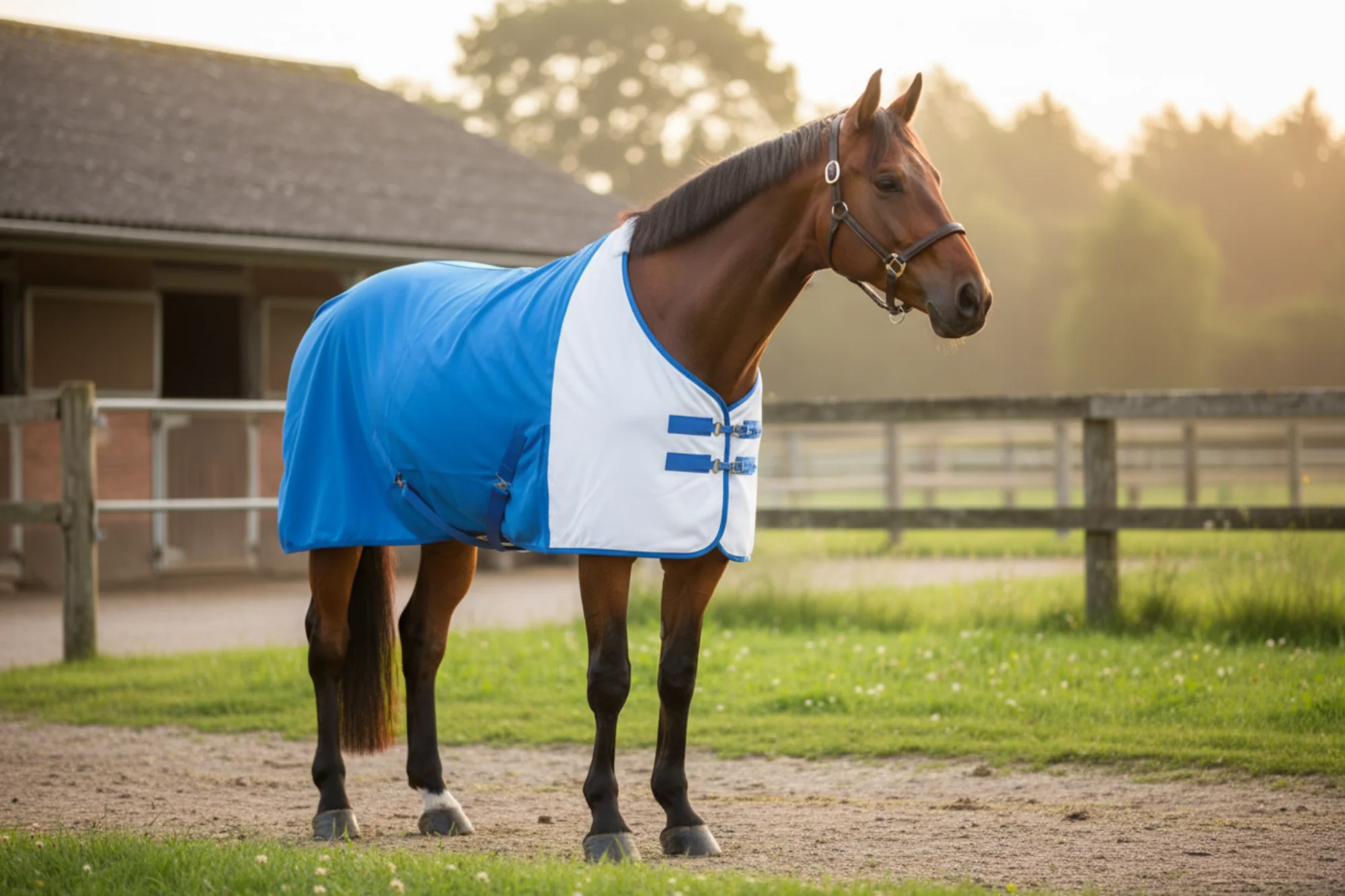 Premium Quality Horse Rug White and Blue Color - Image 3