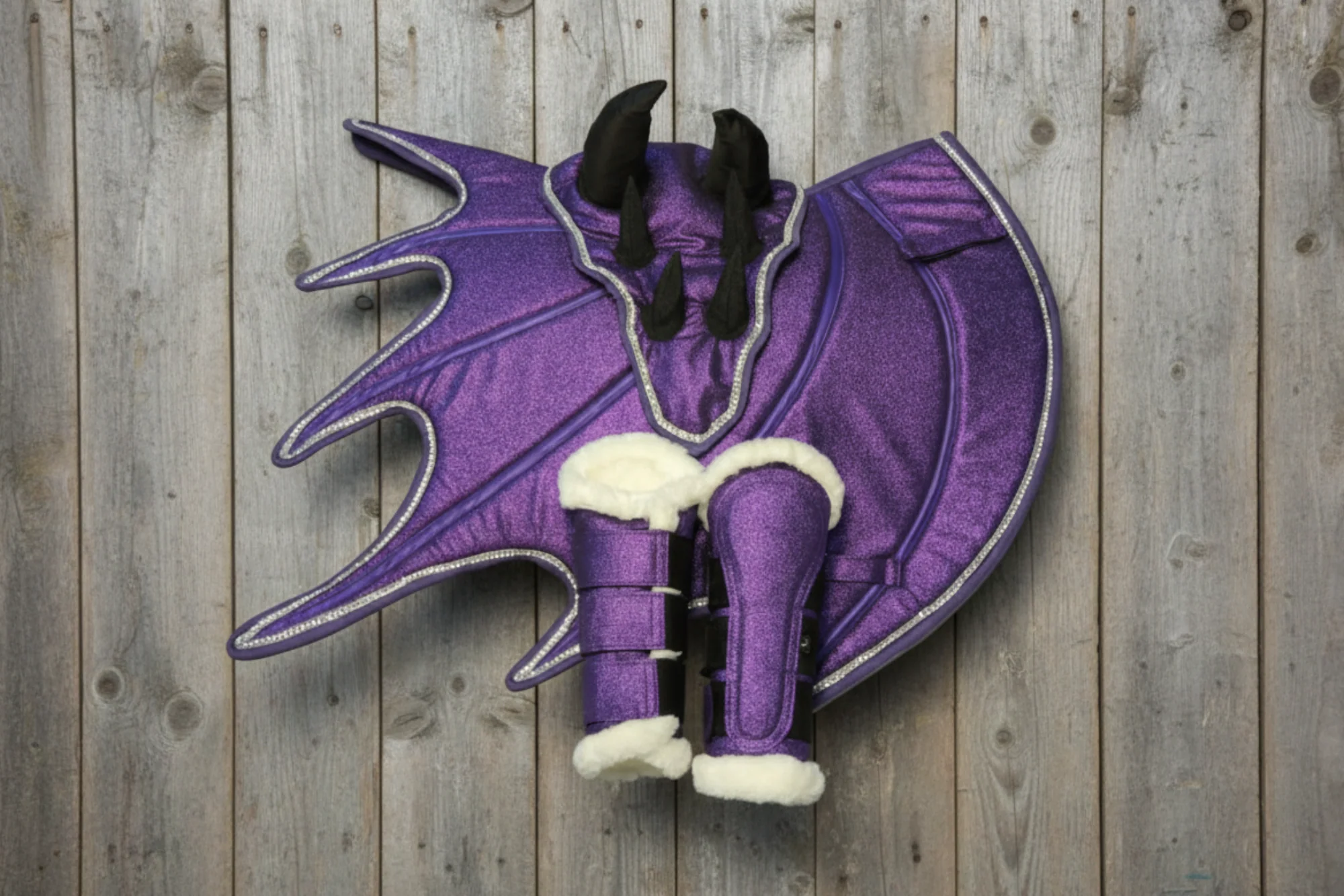 Purple Horse Dragon Saddle Pad, Ear Bonnet & Horse Boot Set - Image 9