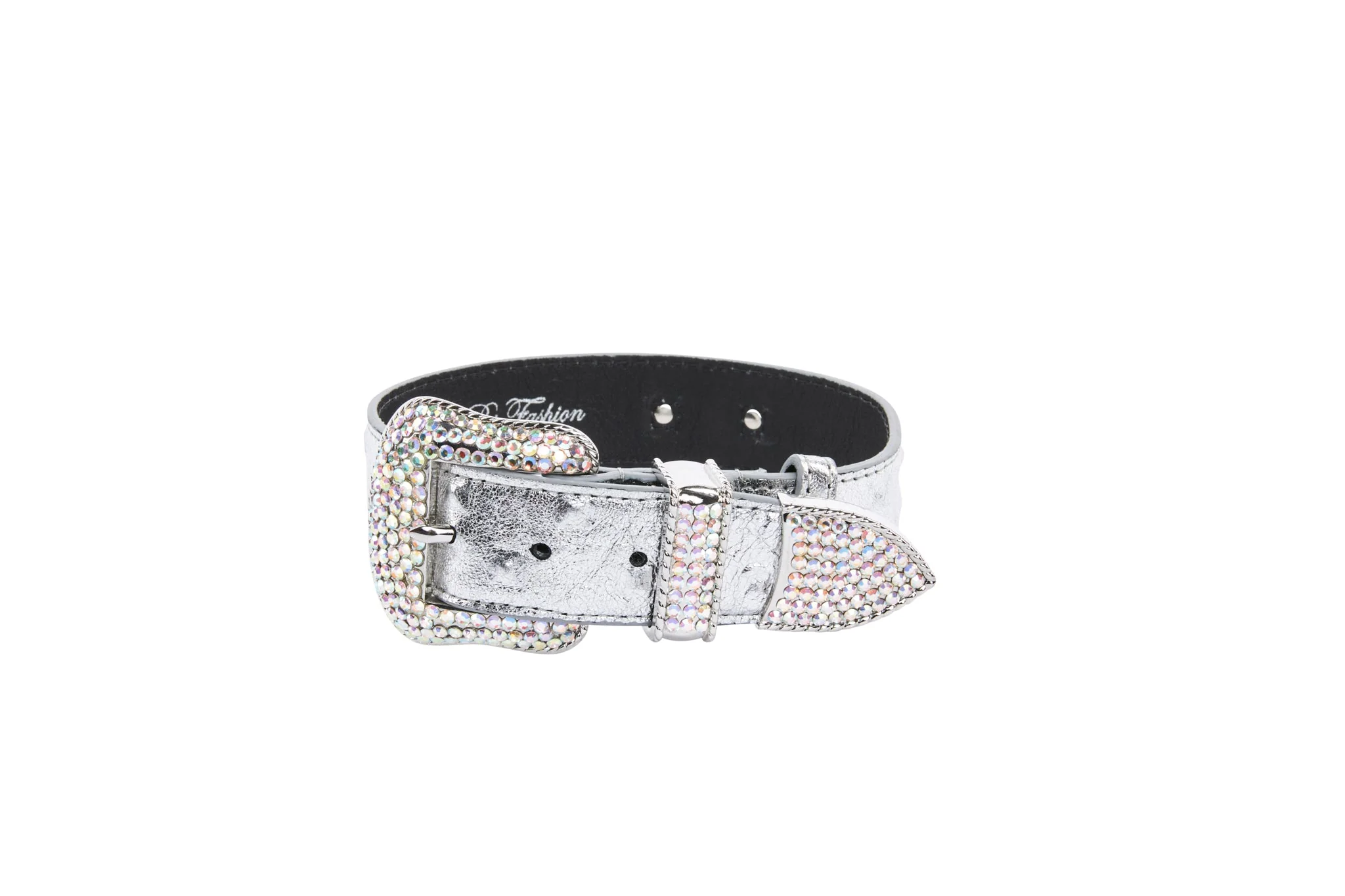 Silver Studded Italian Leather Collar, Leash Harness Set - Image 4