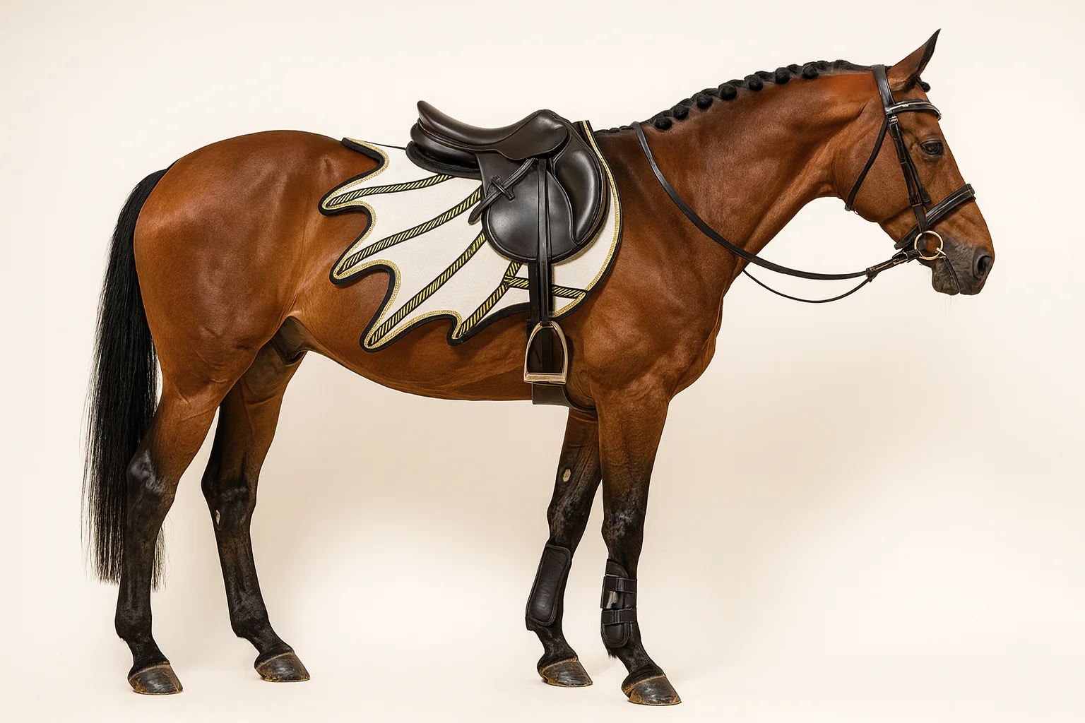 Sparkling White Dragon Saddle Pad, Ear Bonnet & Horse Boot Set - Image 8