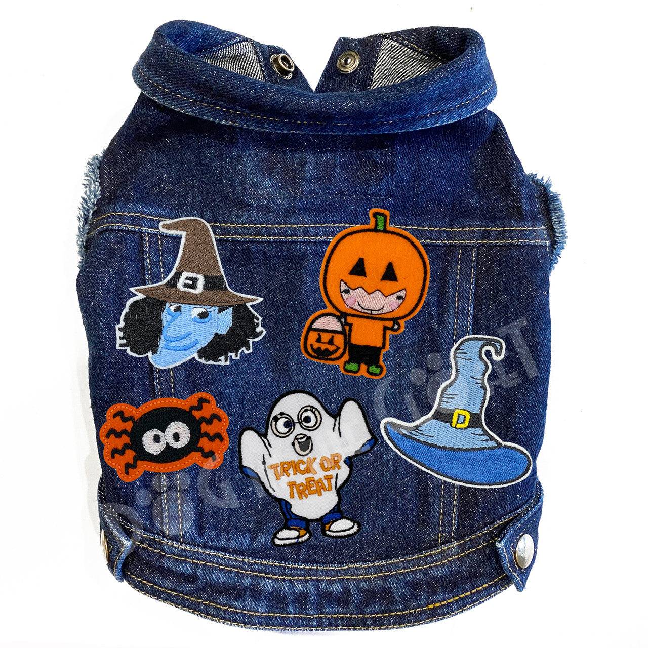 Trick or Treat Denim Dog Jacket - Image 3