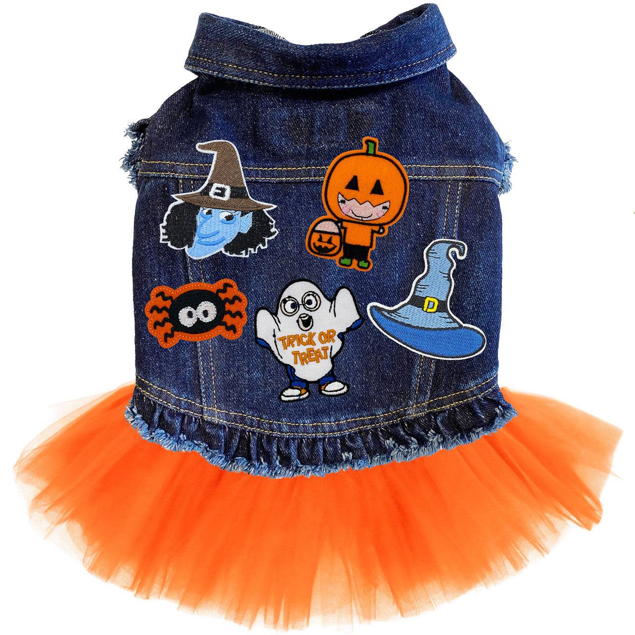 Trick or Treat Denim Dog Jacket - Image 4