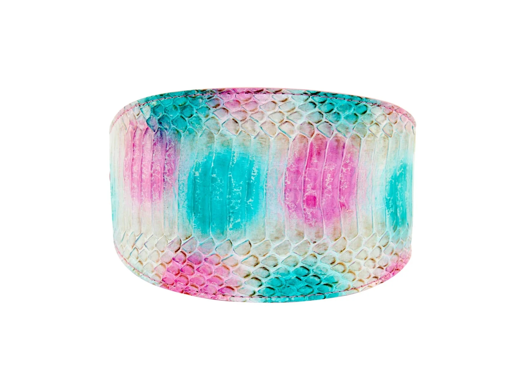 Turquoise, Fuchsia, Off White Snake 4” Wide Collar - Image 3