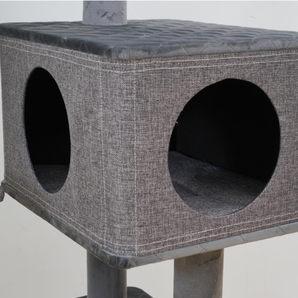 Yara 5 Level Large Cat Tree With Linen Condo - Image 3