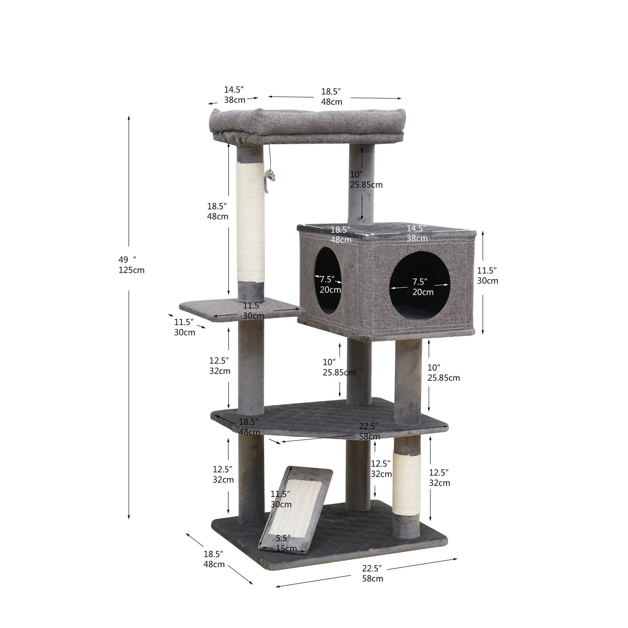 Yara 5 Level Large Cat Tree With Linen Condo - Image 5